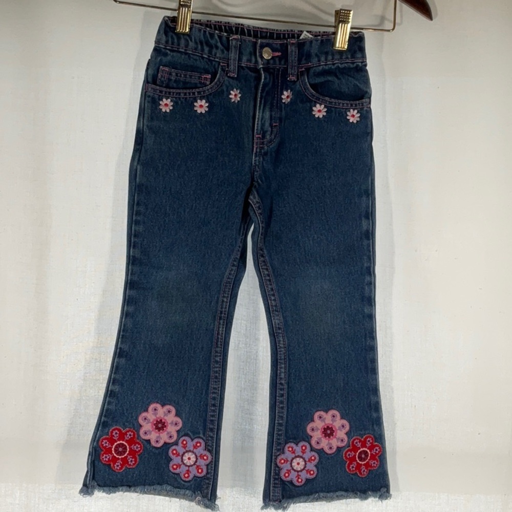 Floral Embroidered Girls Jeans - Size 4